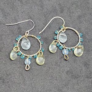 Silver Tone Ethnic Handmade Earrings Hook Drop 1"
